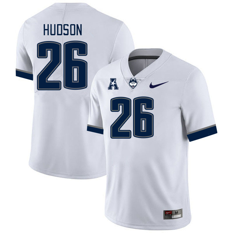 Men #26 Chris Hudson Uconn Huskies College Football Jerseys Stitched-White